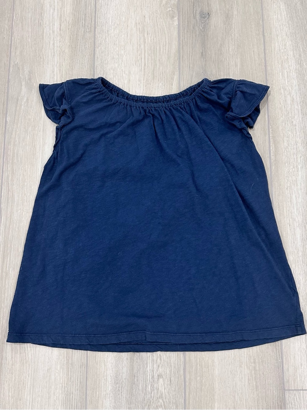 Velvet by Graham & Spencer vintage slub flutter sleeve T shirt small navy blue
